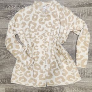 Belldini Metallic Cream and Tan Leopard Print Sweater